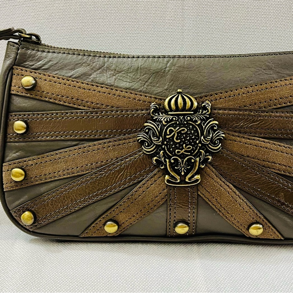 Kate Landry brown leather “Strappy” organizer wristlet wallet/clutch.